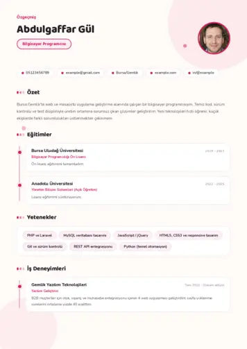 Bilgisayar Programcısı CV Örnekleri cv indir
